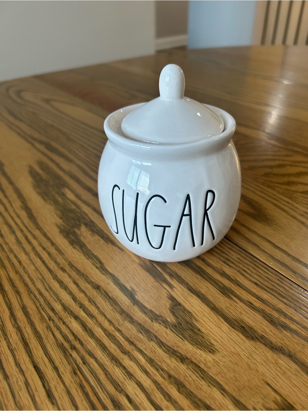 Rae Dunn White Ceramic Sugar Canister with Lid